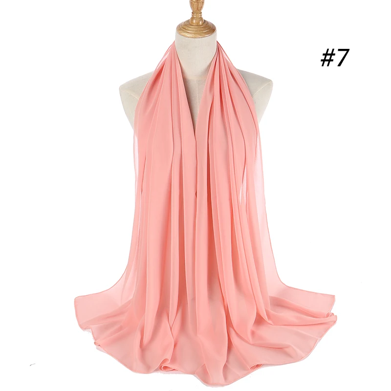 

Fashion Plain Bubble Chiffon Scarf Women's Hijab Wrap Solid ColorShawls Headband Muslim HijabsTurbanet Headscarf 49colors