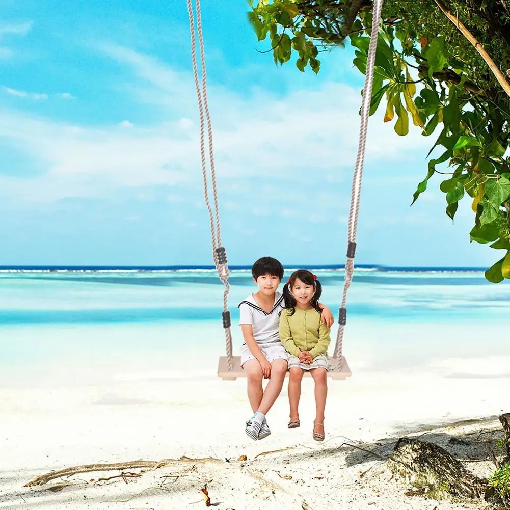 

High-Quality Polished Four-Board Anti-Corrosion Wood Swing Outdoor Indoor Pastoral Wooden Swing For Adults Children