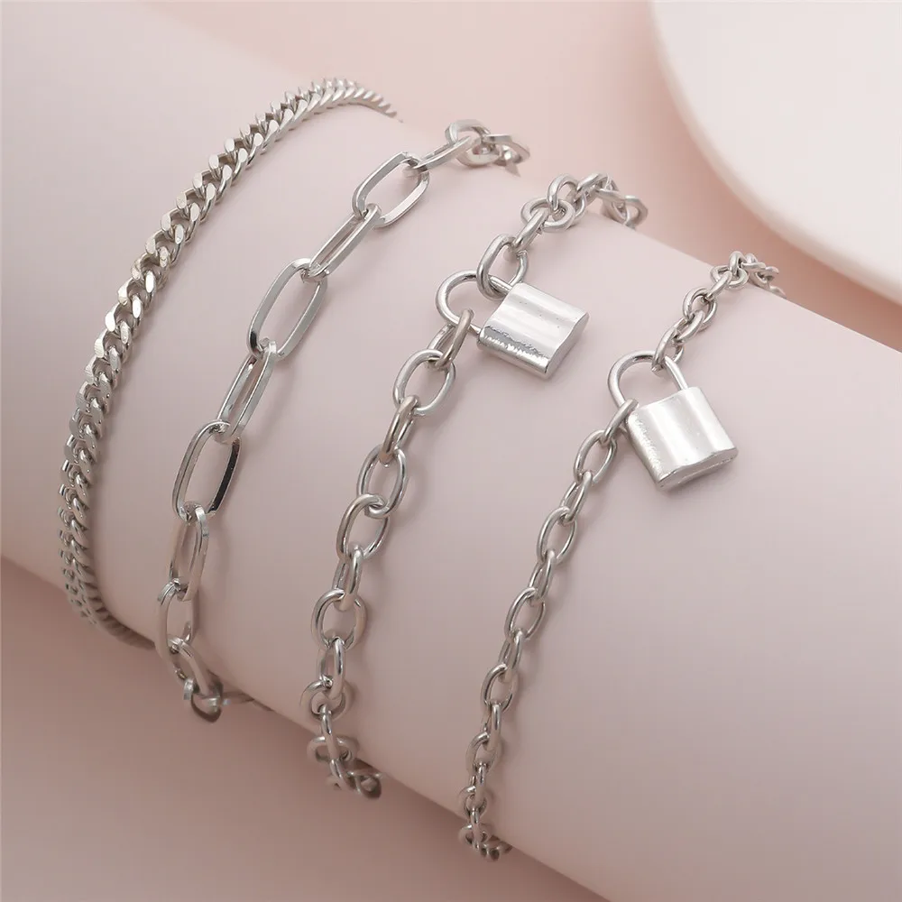 Boho Летний Пляжный Золотой Серебряный цвет цепочка с замком многоуровневый