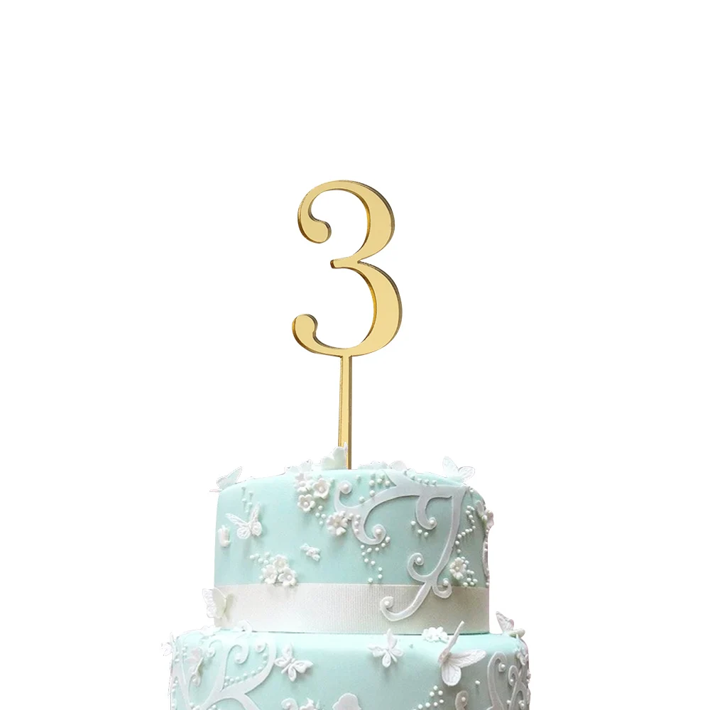 3 3pcs 1/3 шт цветные акриловые из метала золотого цвета номер торт Топпер Baby Shower Детские сувениры на день рождение подарки инструменты для украшения праздника вечерние поставки - Цвет: 3 3pcs