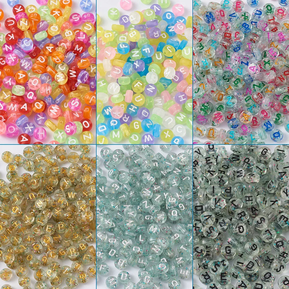 

1200pcs Mixed Letter Acrylic Beads Flat Round Alphabet Loose Spacer Beads For Jewelry Making Handmade DIY Bracelet Necklace
