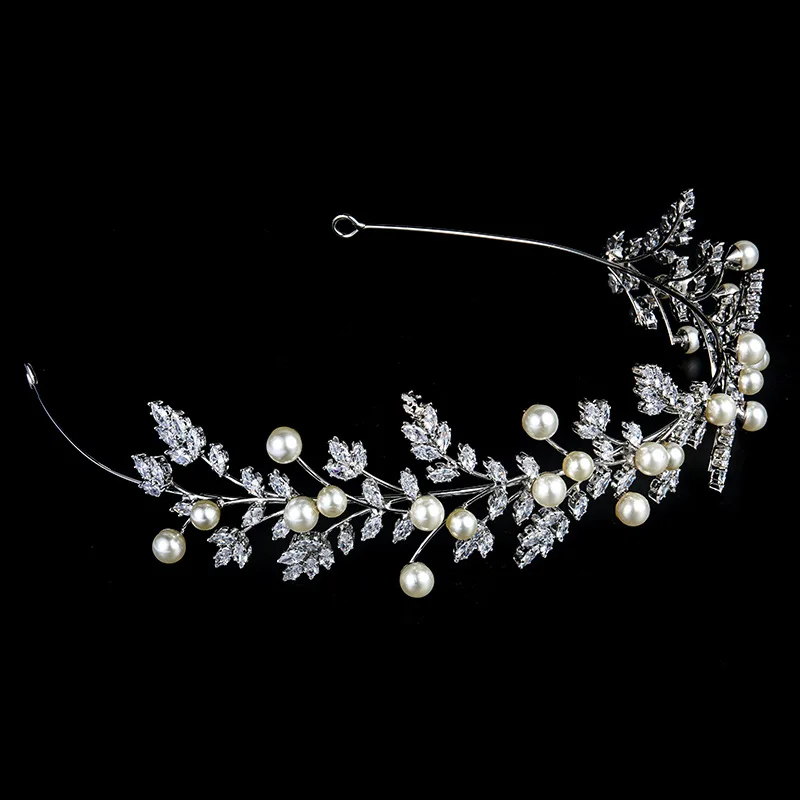 

full zircon Crown Headband real gold plated never fades Maple Leaf Zircon wedding Hair Accessories