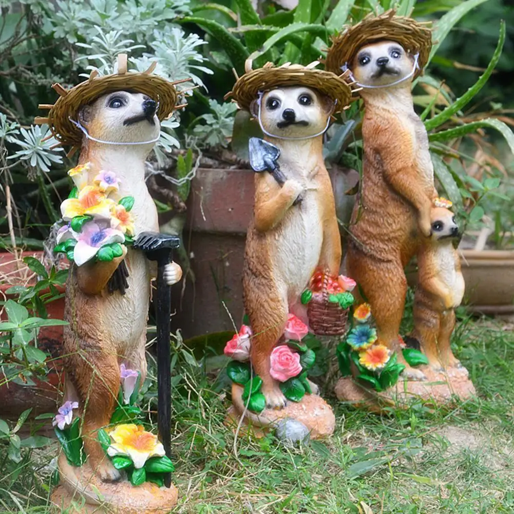 

Garden Decoration Meerkat Groundhog Resin Statue Ornament Courtyard Flower Synthetic Pots Figurines 1 Landscape Crafts Resi F9B6