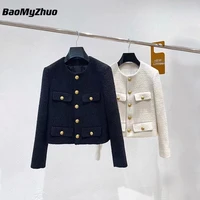 luxury high quality female fashion golden single breasted coat jacket women 2021 vintage outerwear autumn 2022 jackets branded