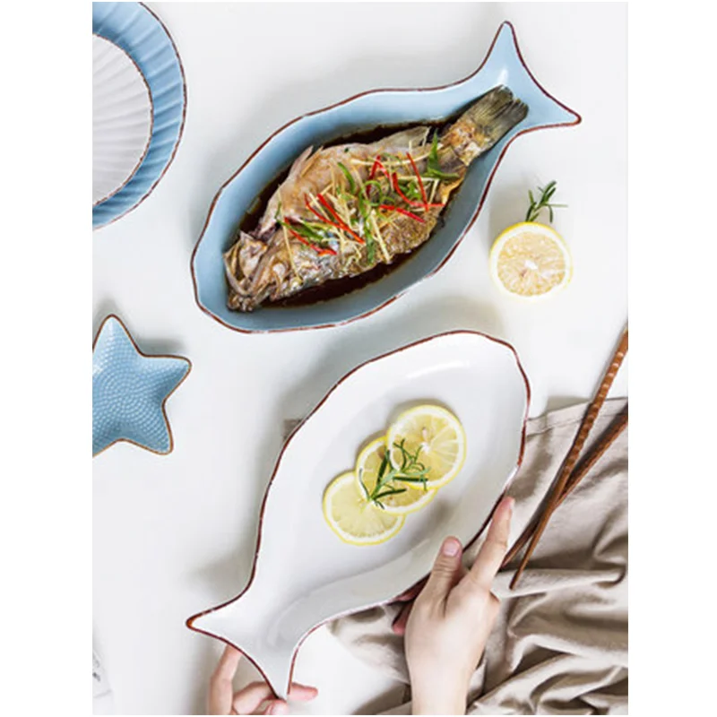 Керамическая сервировочная тарелка для рыбы гостиницы ресторана домашнее блюдо