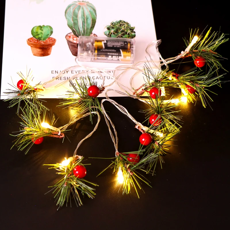 Рождественские украшения ягодная гирлянда светодиодный зажим для