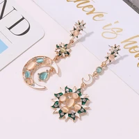 lats new sun moon earrings color exaggerated asymmetrical opal earrings for women baroque long stud earring 2020 fashion jewelry