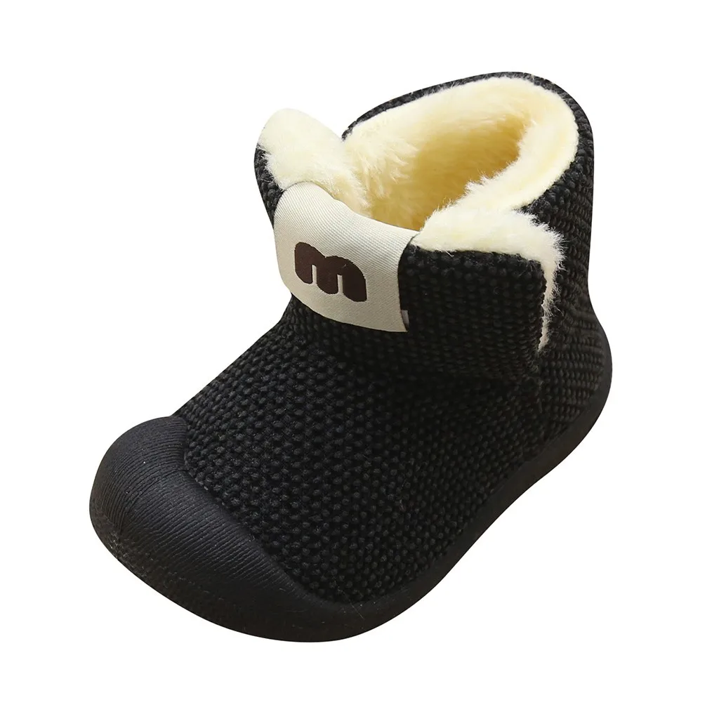 Зимние теплые Вязаные Короткие Плюшевые ботинки для маленьких девочек и