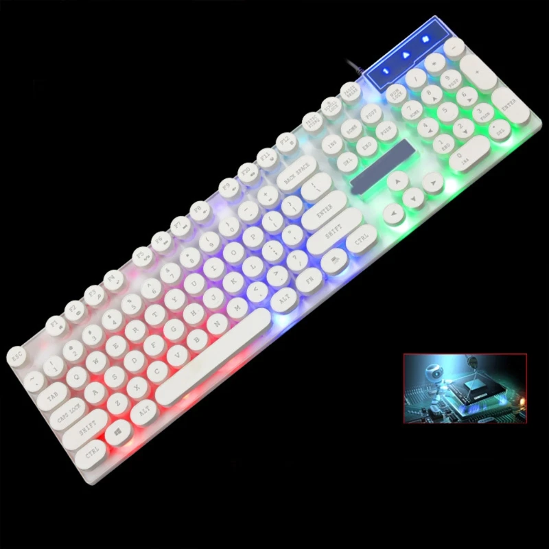 

Mechanical Gaming Keyboard Rainbow LED Backlit USB Wired Mechanical Keyboard With Blue Switches for Desktop Computer PC