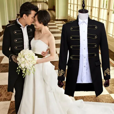 Длинная мужская куртка Star same Black blue свадебное фото для жениха одежда шафера