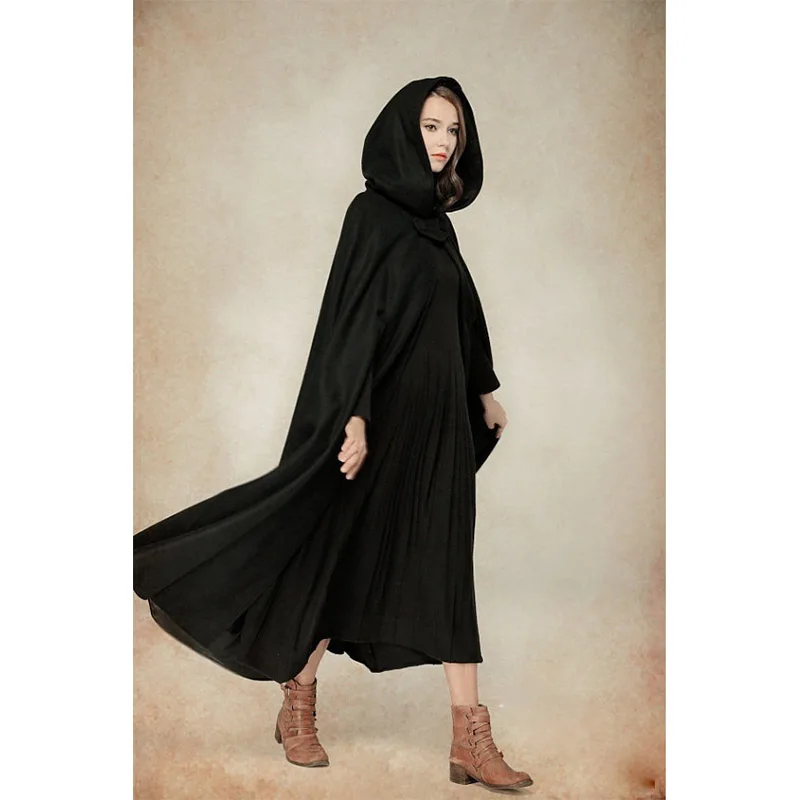 Средневековый плащ пальто с капюшоном для взрослых Для женщин Винтаж Готическая