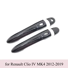 Набор черных накладок на дверные ручки из углеродного волокна для Renault Clio IV MK4 2012  2019, автомобильные аксессуары, наклейка Catch 2013 2014