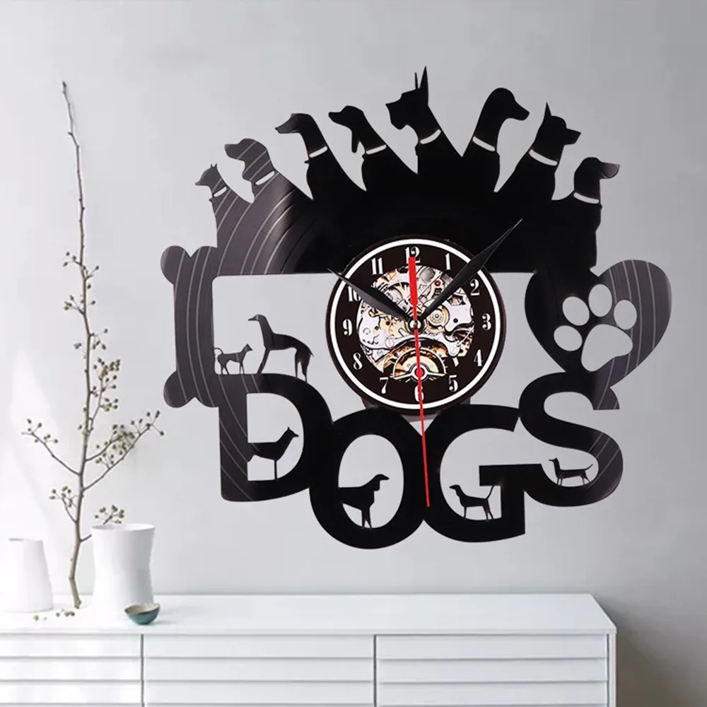 Новые разные формы собаки полые виниловые часы для записей подарок любителей