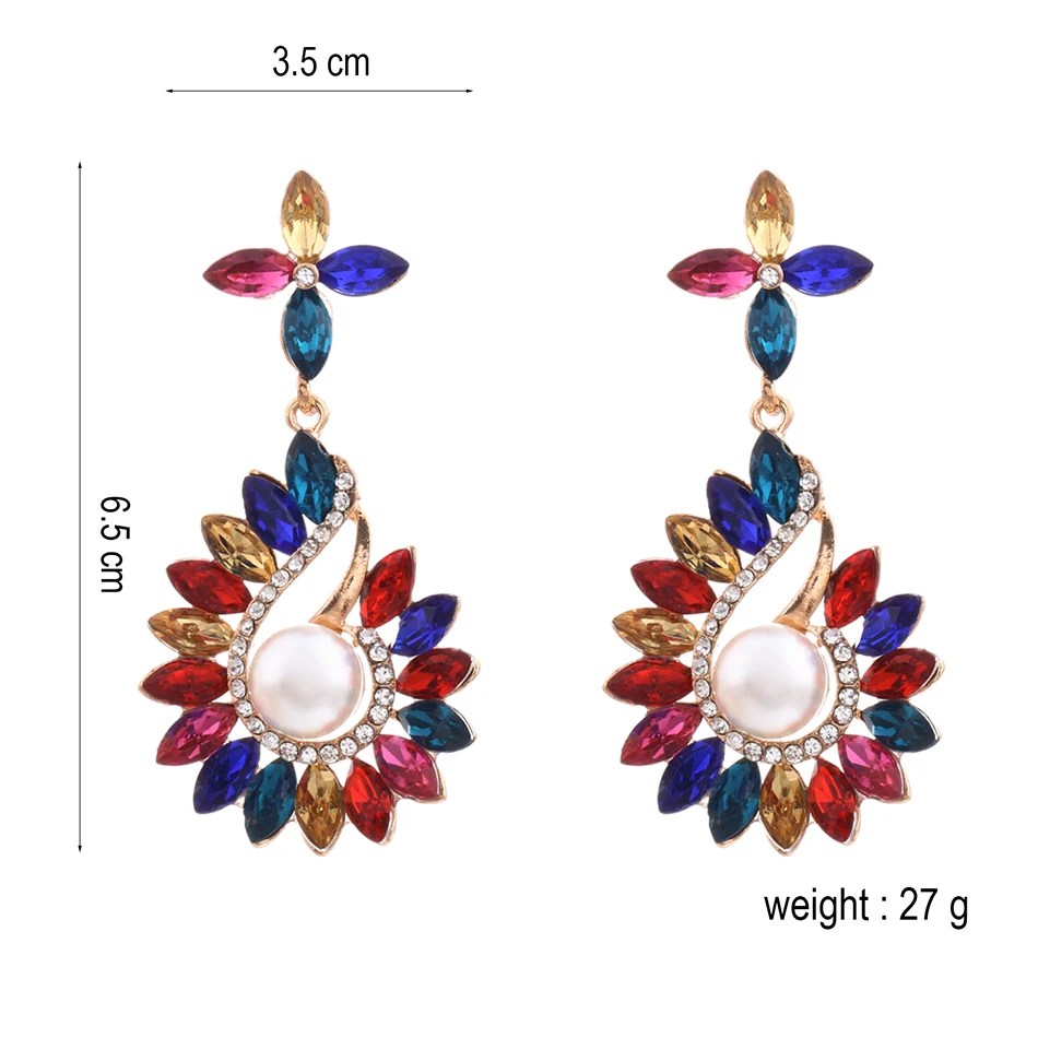 Многоцветные массивные серьги со стразами подвески для женщин длинные висячие с