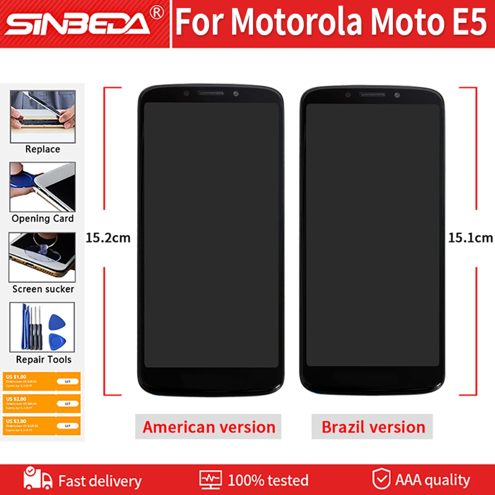 5 7 &quotдля Motorola Moto E5 XT1944 2 LCD дисплей дигитайзер сенсорный экран с рамкой в сборе для