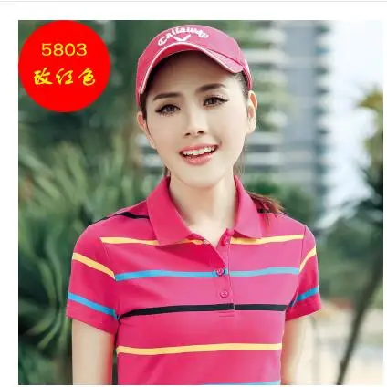 5803 rose red Женское летнее короткое Спортивное поло для женщин, цветное Полосатое Летнее поло для женщин, новинка, MS поло JW340 - Цвет: 5803 rose red