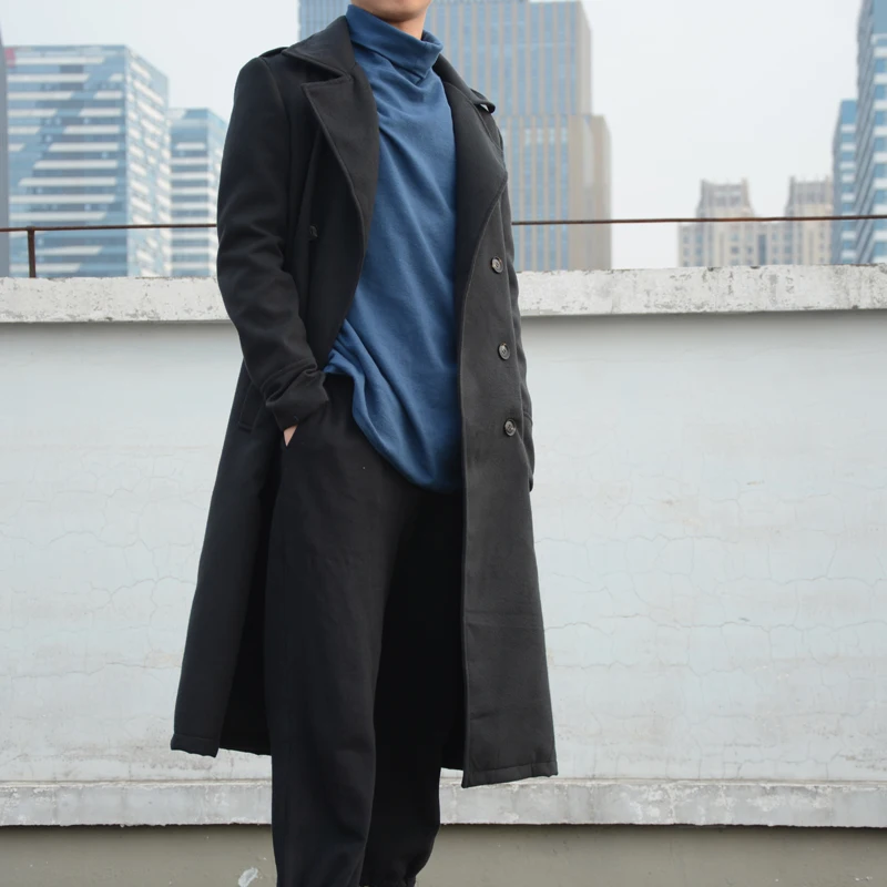 CYSINCOS Тренч для мужчин однотонный классический осенне зимний длинный пиджак