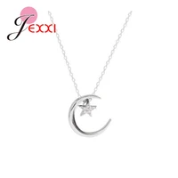 good quality women girls 925 sterling silver moon star pendant necklace chokers lovely birthday party jewelry