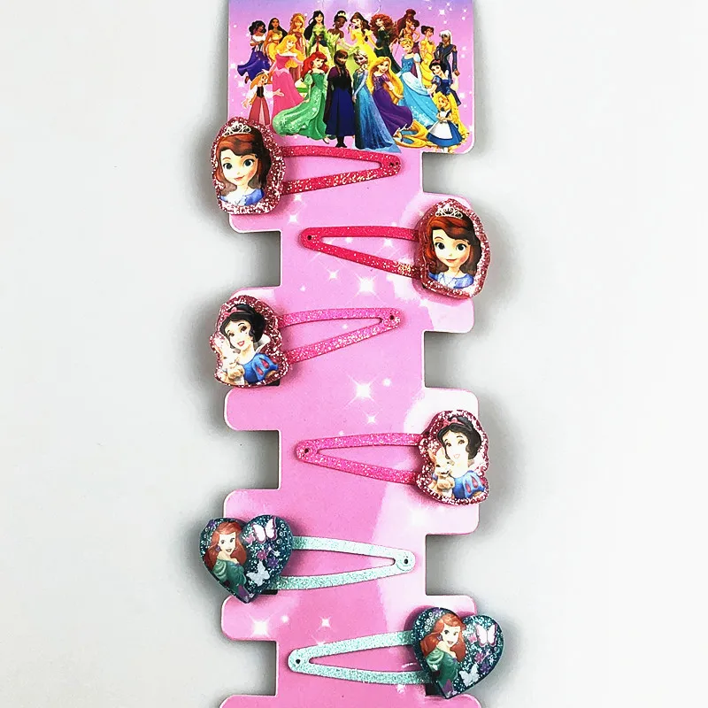 6 шт./лот заколка для волос с изображением Минни из смолы в форме сердца Эльза