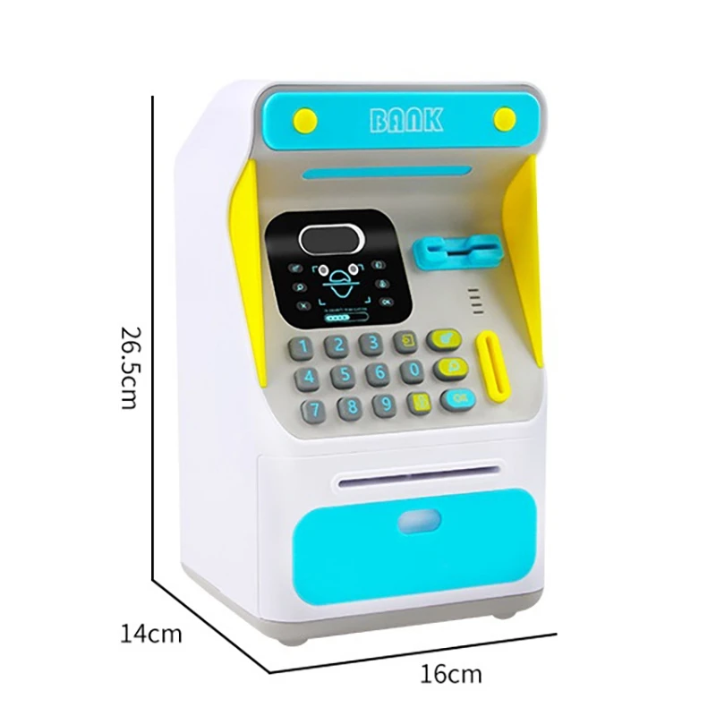 

Simulated Face Recognition ATM Machine Cash Box Emulation Password Automatic Roll Money Safe Piggy Bank Toys