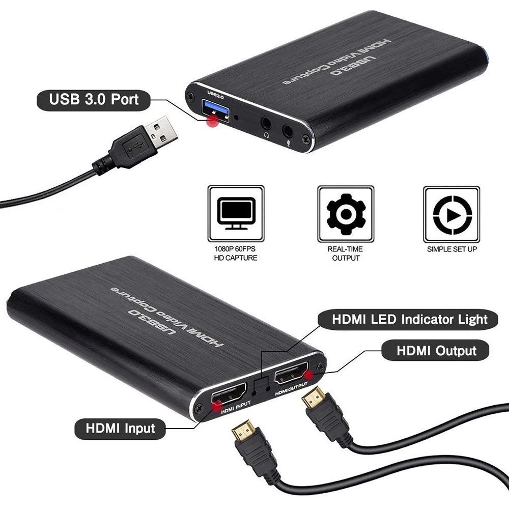 

USB3.0 Video Capture Card 1080P 60FPS SDI to HDMI Video Record HD Grabber Dongle Game Live Stream Broadcast OBS vMix Xsplit