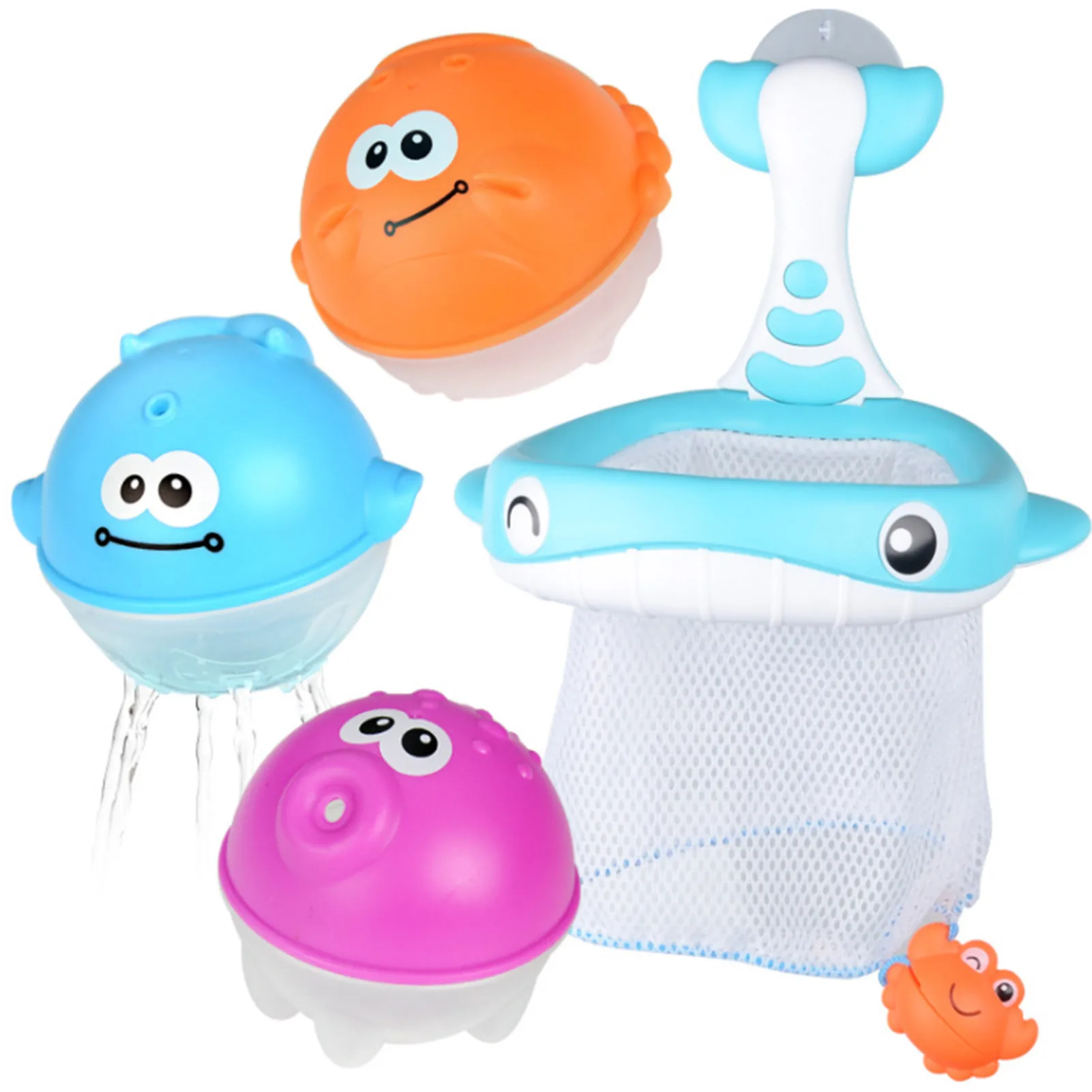 

Baby Bathing Shower Toys Fishing Net Bathtub Toys Network Bag Pick Up Bathroom Toy Set Colorful Floating Baby Water Toy