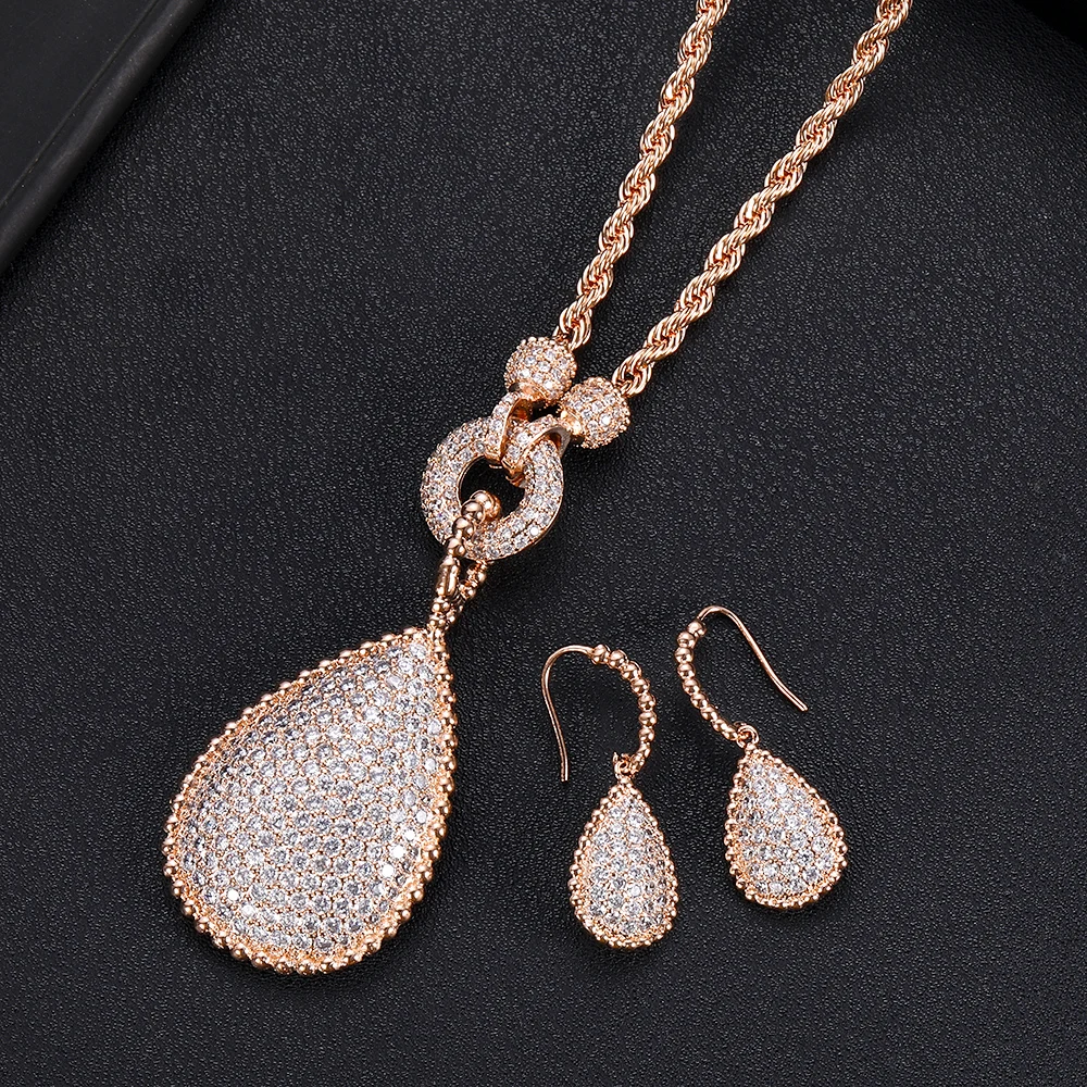 Janeklly тренд капли воды длинные висячие серьги для женщин полный с кубическим