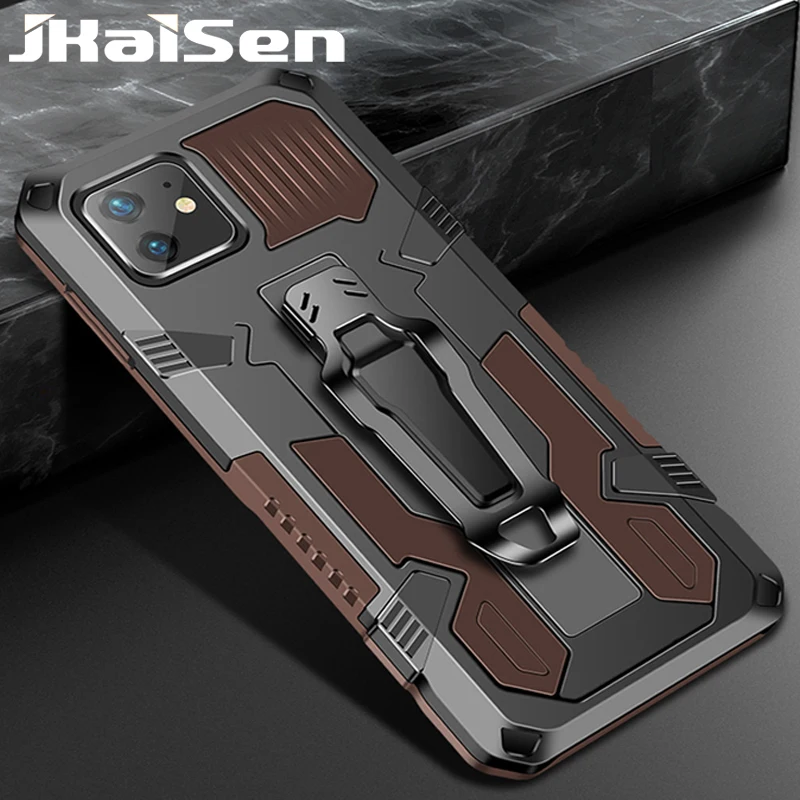 

Shockproof Bracket Phone Case For iPhone 11 11Pro Max Strong Anti-Fall Back Clip Protective Cover For iPhone 12Mini 12 Pro Max