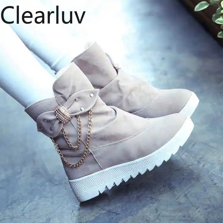 Женские замшевые ботинки на платформе теплые зимние из флока толстой подошве