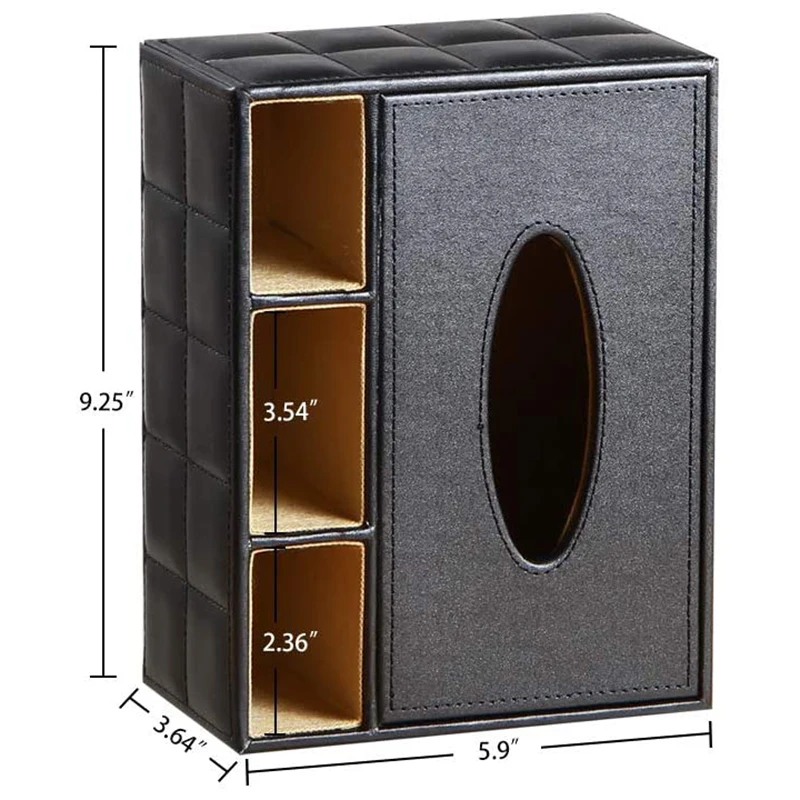 

Multifunctional Leather Pencil Remote Control Holder and Tissue Box Cover, Square Desktop Storage Box Container