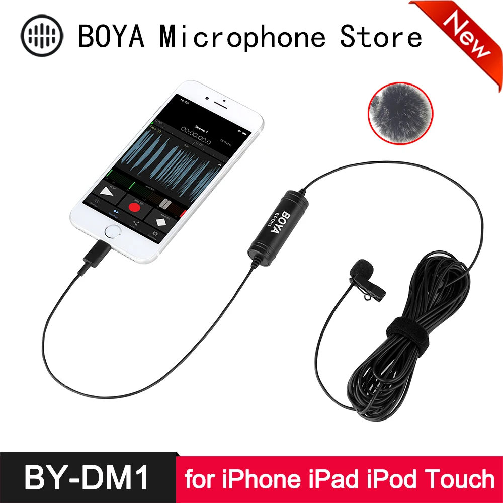 BOYA BY-DM1 Lighting Lavalier Microphone for iPhone 11 Xs Xr X 8 7 6s 6 Plus iPad Pro mini Air iPod Touch Vlog Live Stream Mic |