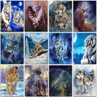 Набор для алмазной живописи 5D, картина с животными, тигром, львом, волком, собакой, птицей, полноразмерная и круглая Алмазная вышивка крестиком, мозаика