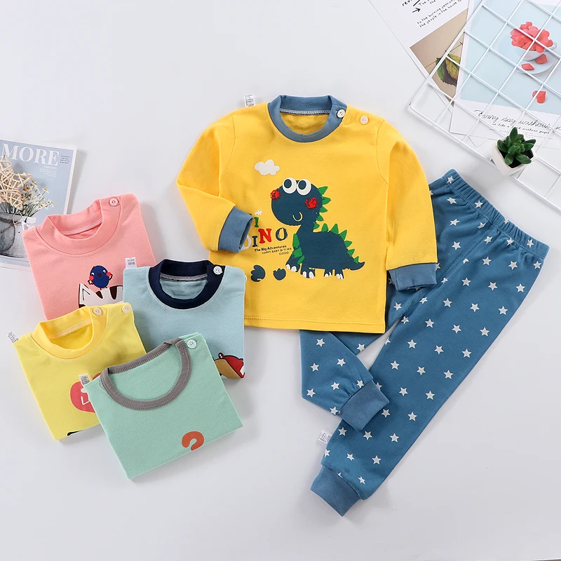

Andy Papa Toddler Girls Pajamas Suit Children Autumn Clothing Sets Baby Boys Cotton Dinosaur Print Long Sleeve Sleepwear For Kid