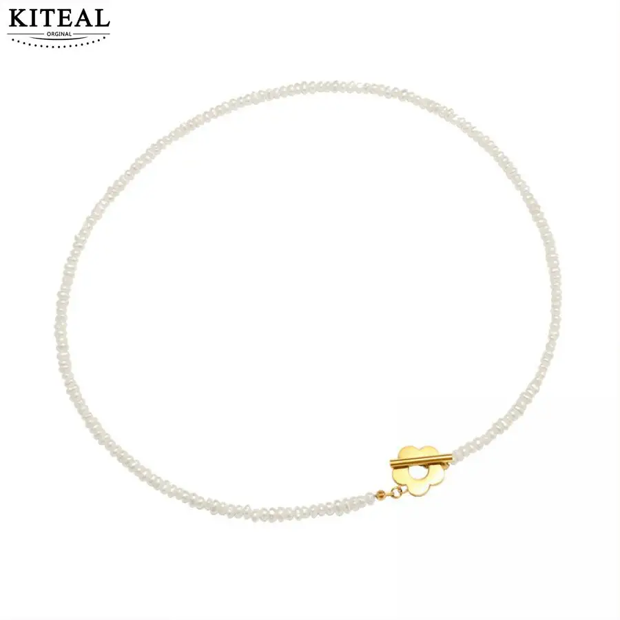 

KITEAL Gorgeous 18KGP Gold Filled Gentlewoman Clavicle Chain Pearls, flower vintage necklace accessories for jewelry