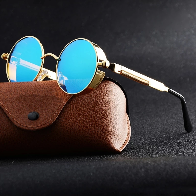 

Round Metal Sunglasses Steampunk Men Women Fashion Glasseser Retro Vintage Sunglasses UV400