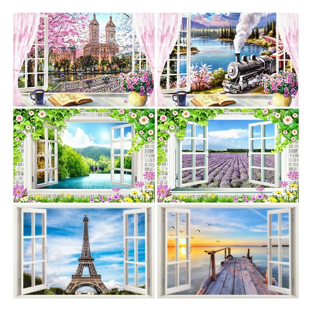 

Full Square Drill 5D Diy Window Scenery Landscape Diamond Painting Embroidery Cross Stitch Wall Art Pictures for Home Decoration