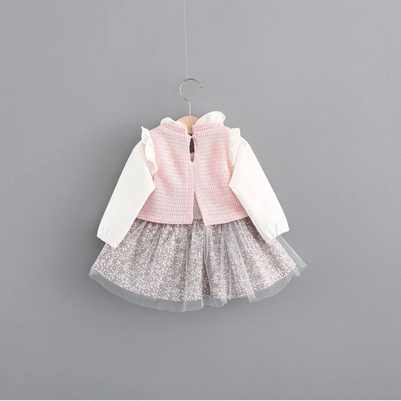 Осеннее Хлопковое платье для малышей Одежда младенцев рубашка девочек топы