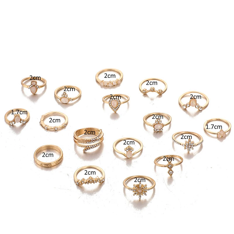 

Bohemian Gold Chain Rings Set for Women Fashion Boho Geometric Stars Snake Ring Party Trendy Jewelry Accessories Female Gift