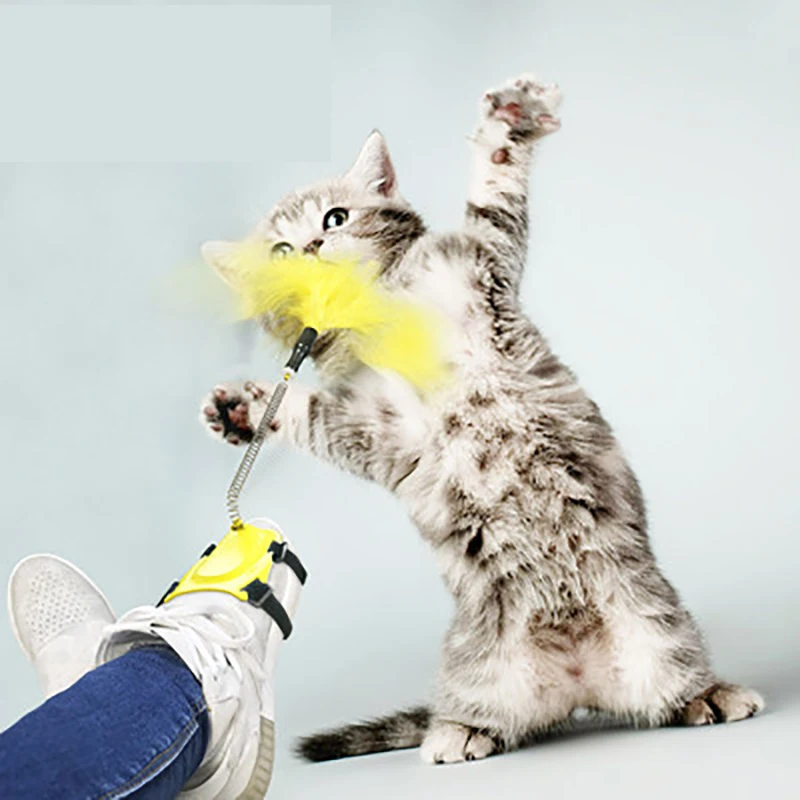 

Pet cat toy spring funny cat stick feather cat entertainment