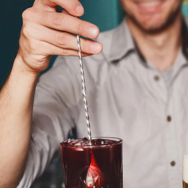 

High Quality Stainless Steel Cocktail Bar Spiral Pattern Drink Shaker Muddler Stirrer Twisted Mixing Spoon Kitchen tableware