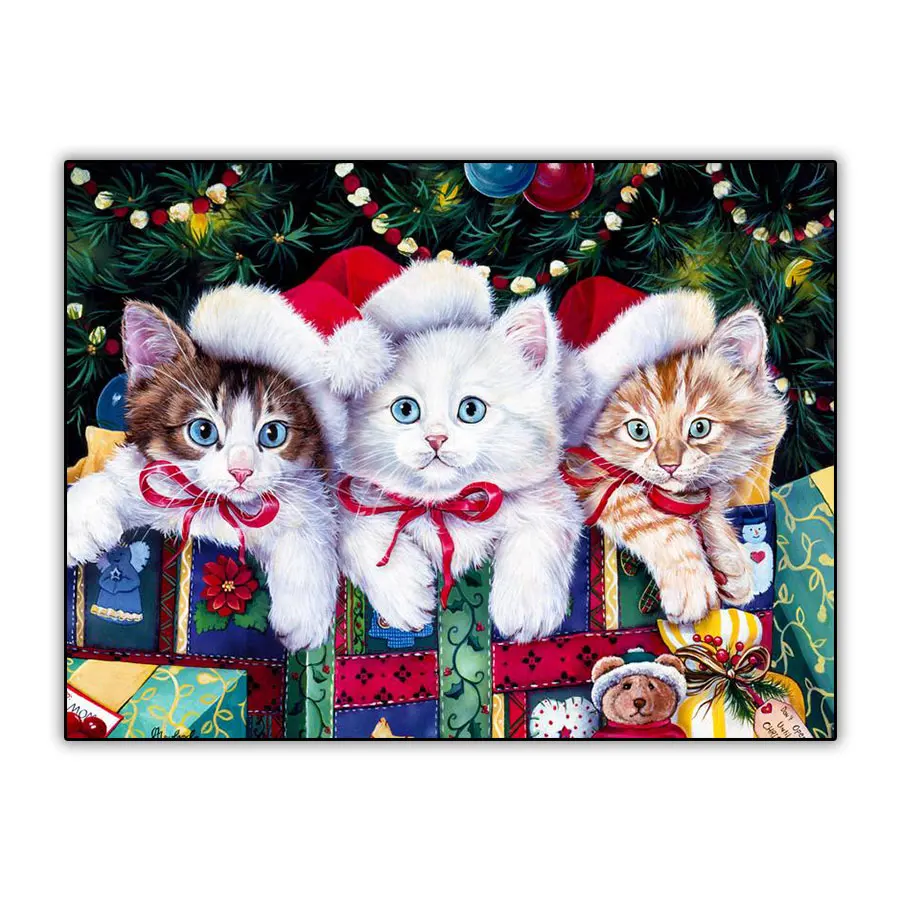 Рождественское украшение 5d алмазная живопись картина с изображением кошки Набор