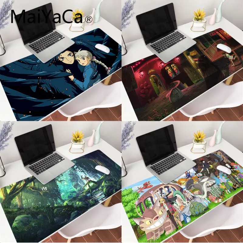 

Игровые коврики для мыши для игроков в стиле Тоторо из мультфильма Spirited Away, размер xxl, большой коврик для мыши 80x40 см, коврик для клавиатуры