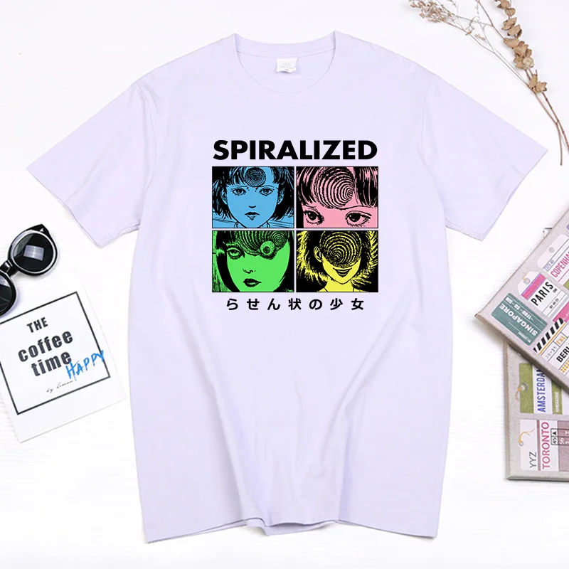 

Horrible Manga Junji Ito Printed Tshirt Spiralized Girl Graphic I Love Tomie Tops Cotton Short Sleeve T-shirt Unisex Camisetas