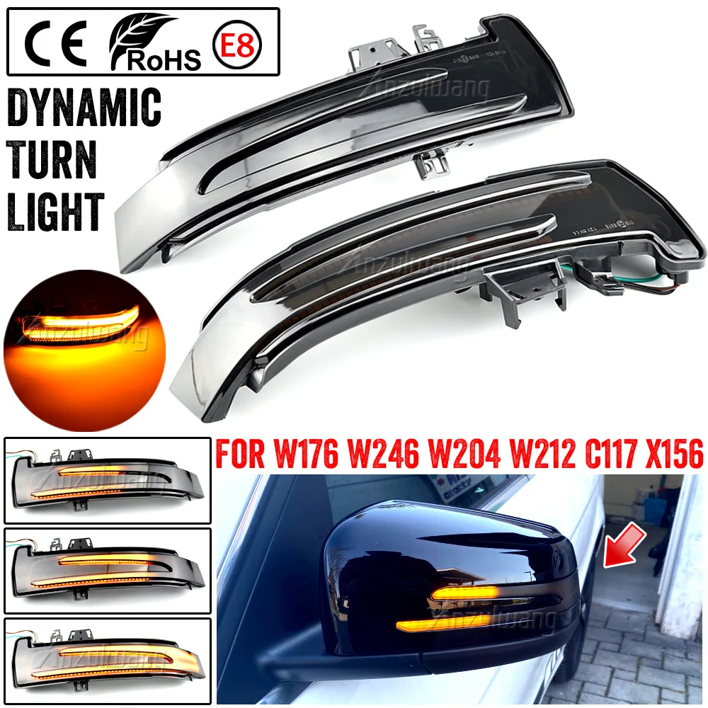 

For Benz W221 W212 W204 W176 W246 X156 Dynamic Car Rear View Mirror Turn Signal Light C204 C117 X117 LED Indicator Blinker Lamp