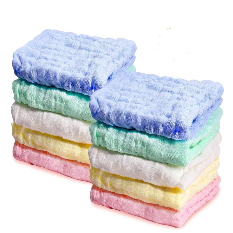 

Solid Color 10PC/LOT The Soft Washed Organza Handkerchief Towel Newborn Children Face Towel 100% Cotton Muslin SquareTowel