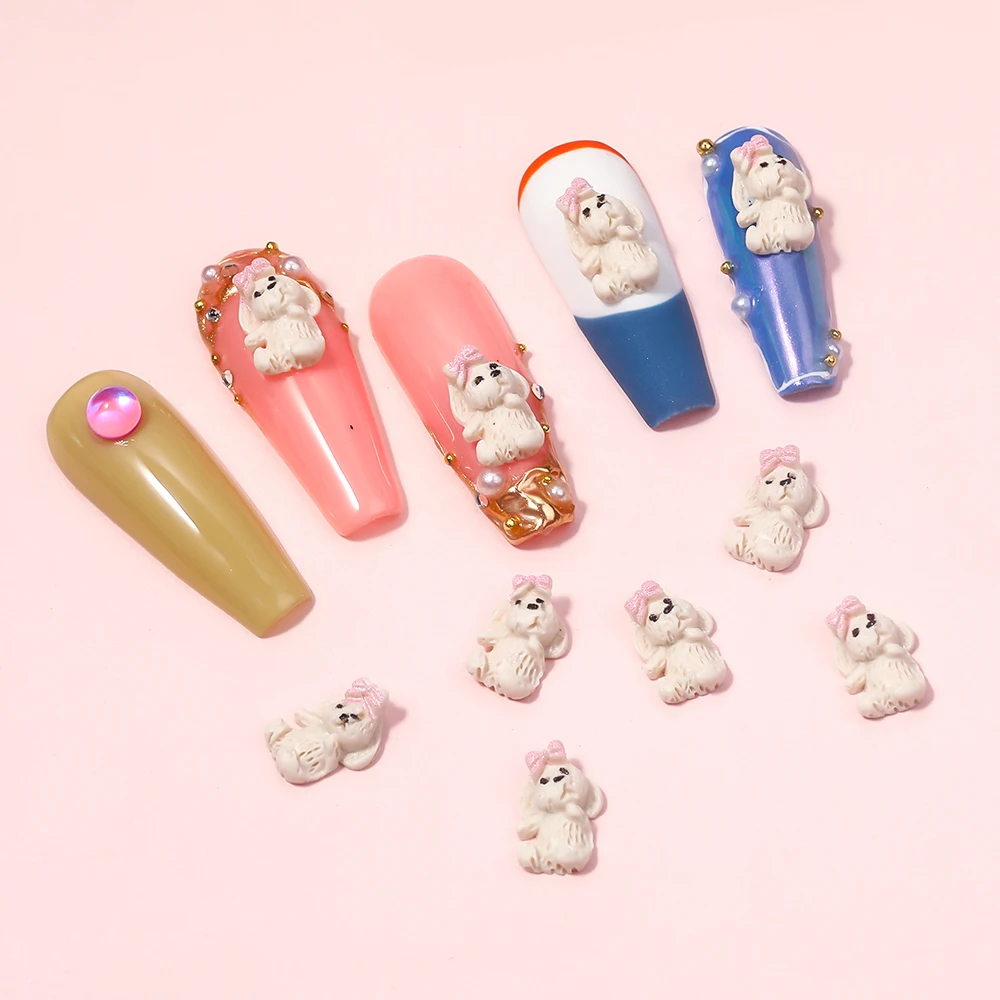 

10 Pieces Kawaii Bunny Resin Nails Decorations 3D Cartoon Rabbit Nail Design DIY Fashion Craft Decoration Accessories Wholesales