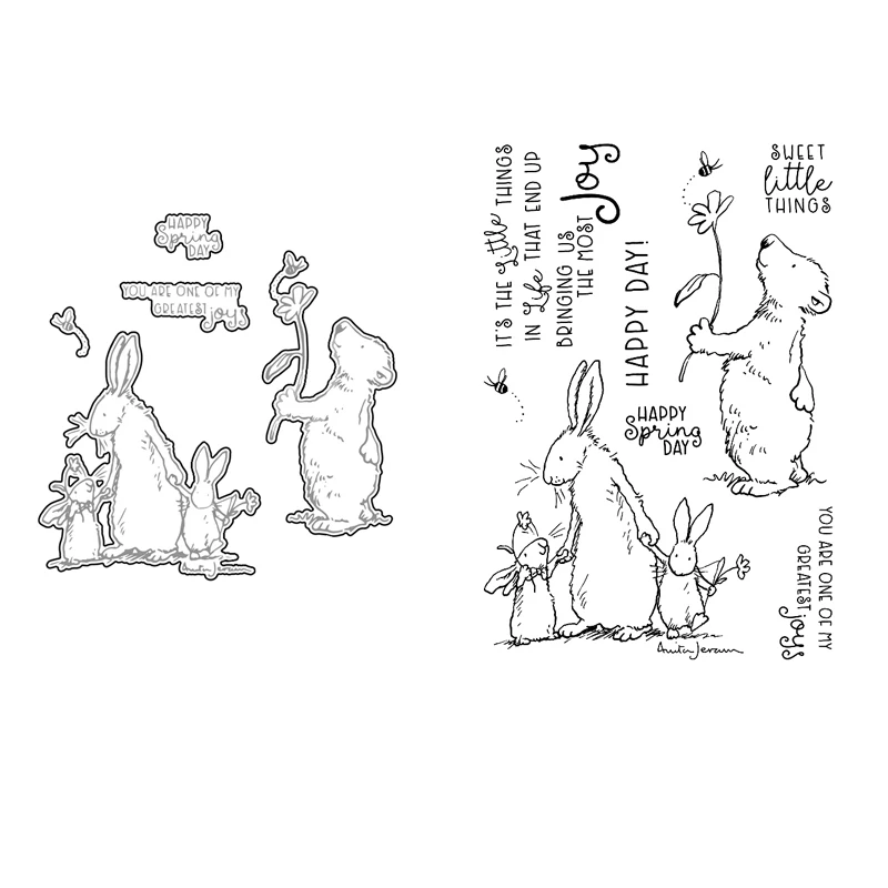 Счастливый День набор для стемпинга и координации умирает медведь кролик