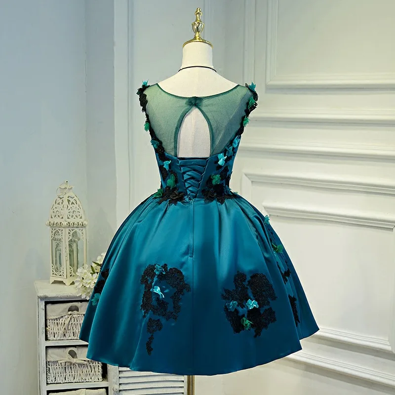 

Short Hollow Out Strapleess Lady Bride Dresses Exquisite Appliques Show Prom Gown Elegant A-Line Skirt Vestidos De Festa
