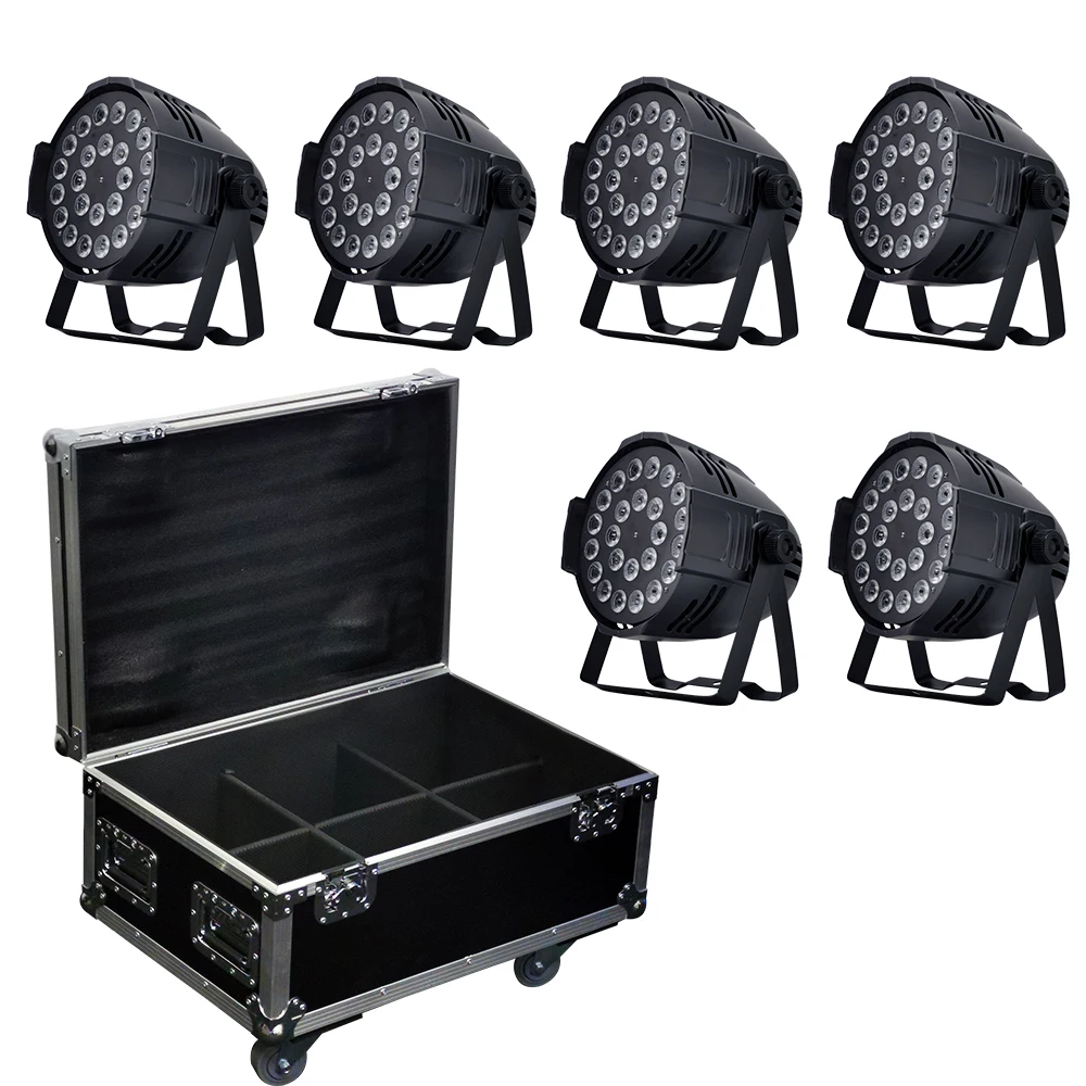 

6pcs/24x18w RGBWA+UV 6in1 Led par light + flight case DMX512 stage led lights Professional stage performance led par