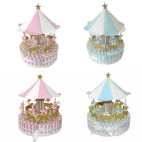 1set carousel gift box wedding favors souvenirs guests party baby shower anniversaire creative paper cake kids decoration